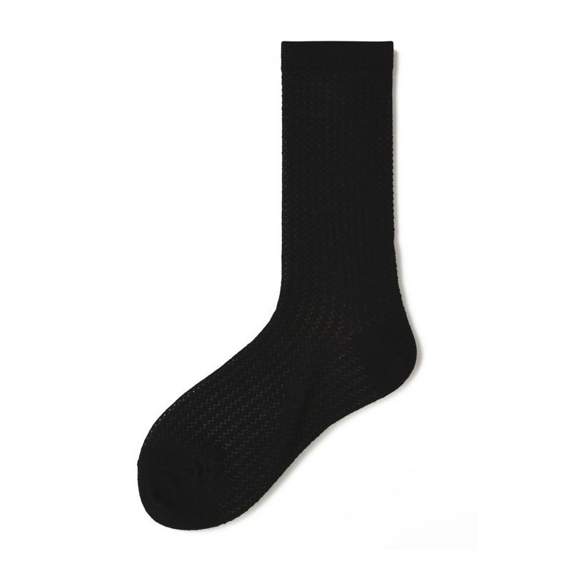 Women’s Candy Color Mesh Crew Socks – Japanese-Inspired Breathable Summer Socks