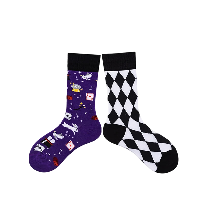 Unisex Mix-and-Match Character Mid-Calf Socks – Playful Casual Couple Socks