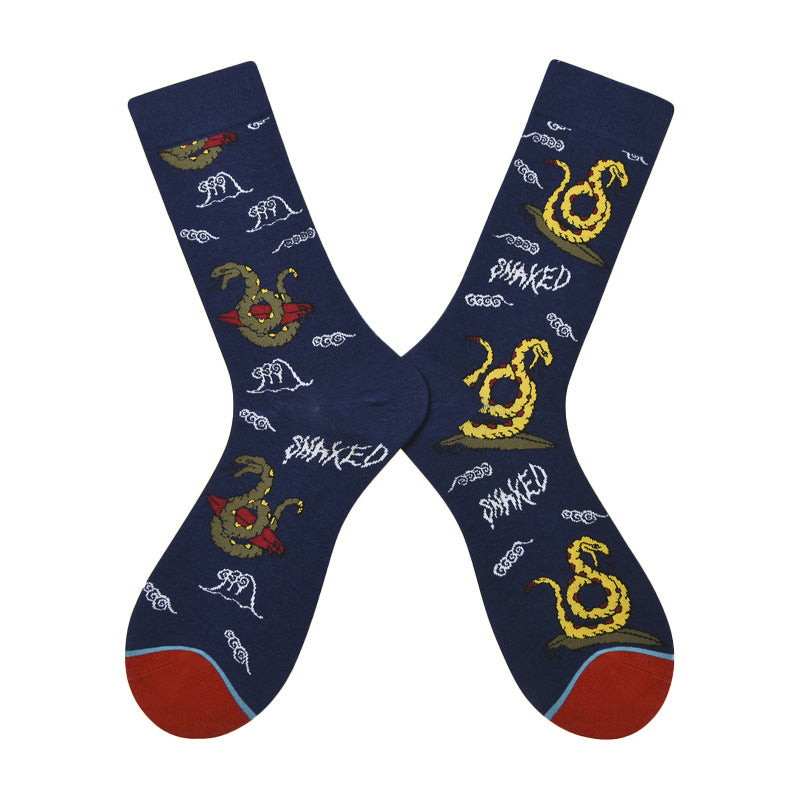 Unisex Offbeat Mid-Calf Socks – Playful Urban Cotton-Blend Casual Socks
