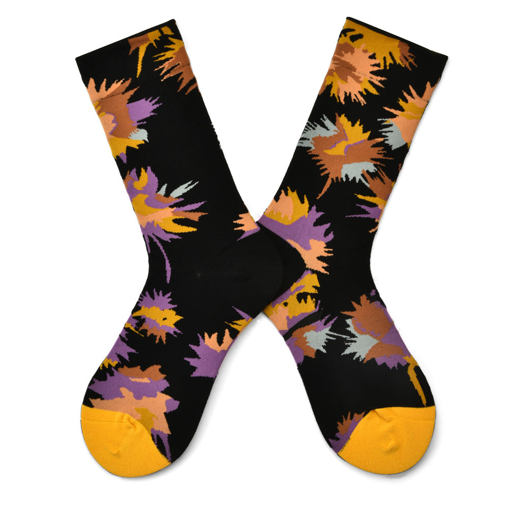 Women’s French-Inspired Canvas Art Mid-Calf Socks – Literary Retro All-Season Socks