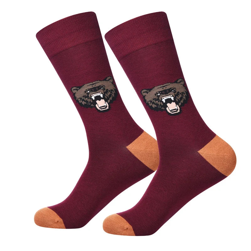 Men’s Abstract Ink Crew Socks – Creative Combed Cotton-Blend Everyday Socks