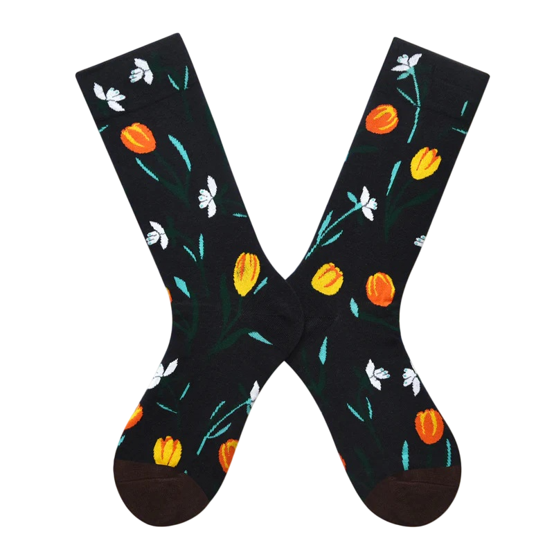 Women’s Meadow Leaf Long Socks – French Country Style Cool-Season Socks
