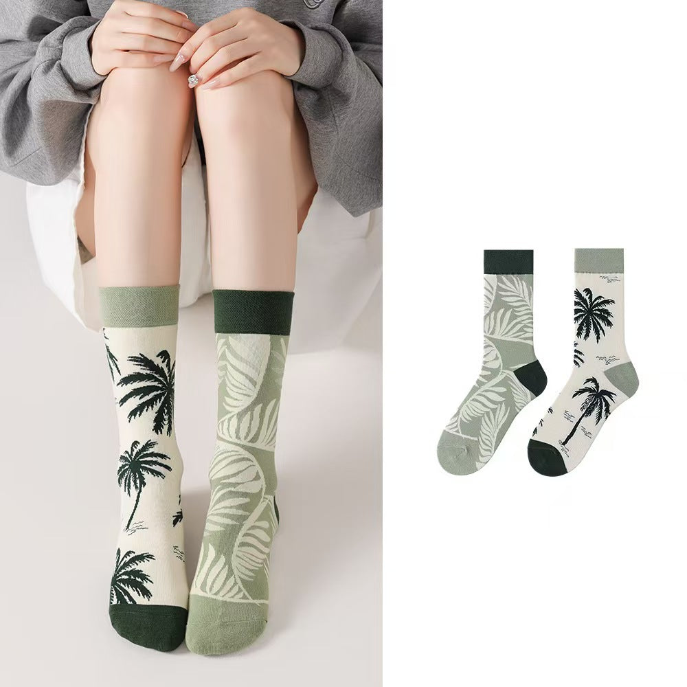 Odd Pair Stories Jacquard Crew Socks