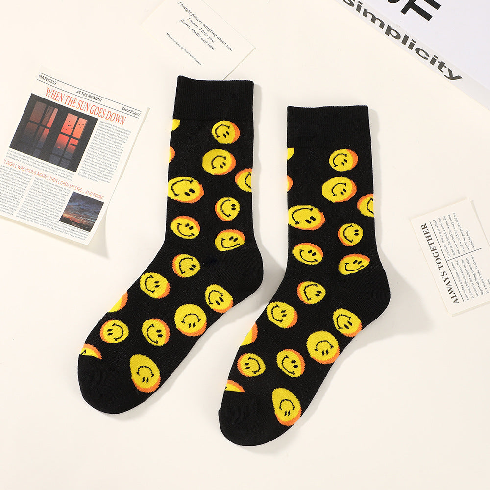 Unisex Playful Cartoon Tall Crew Socks – Breathable Printed Casual Socks