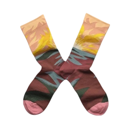 Women’s Warm-Tone Wildlife Mid-Calf Socks – Retro Parisian Oil Painting Socks