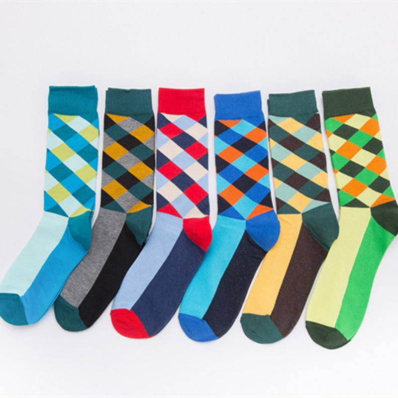 Argyle Skate Crew Socks - Red Navy
