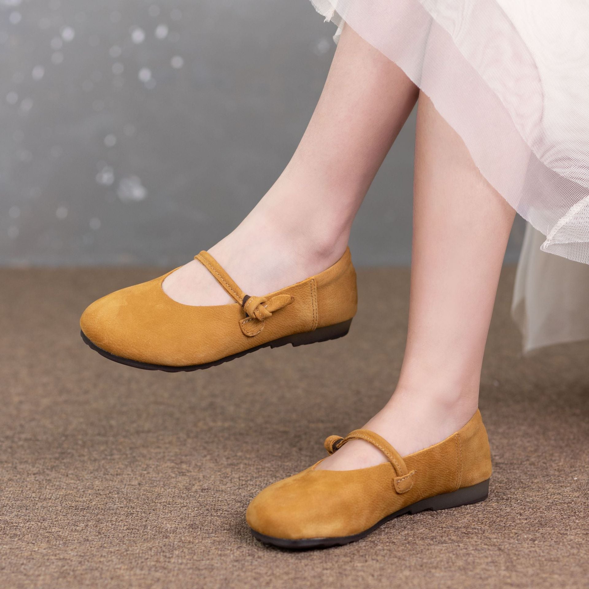 Women’s Nubuck Leather Mary Jane Flats