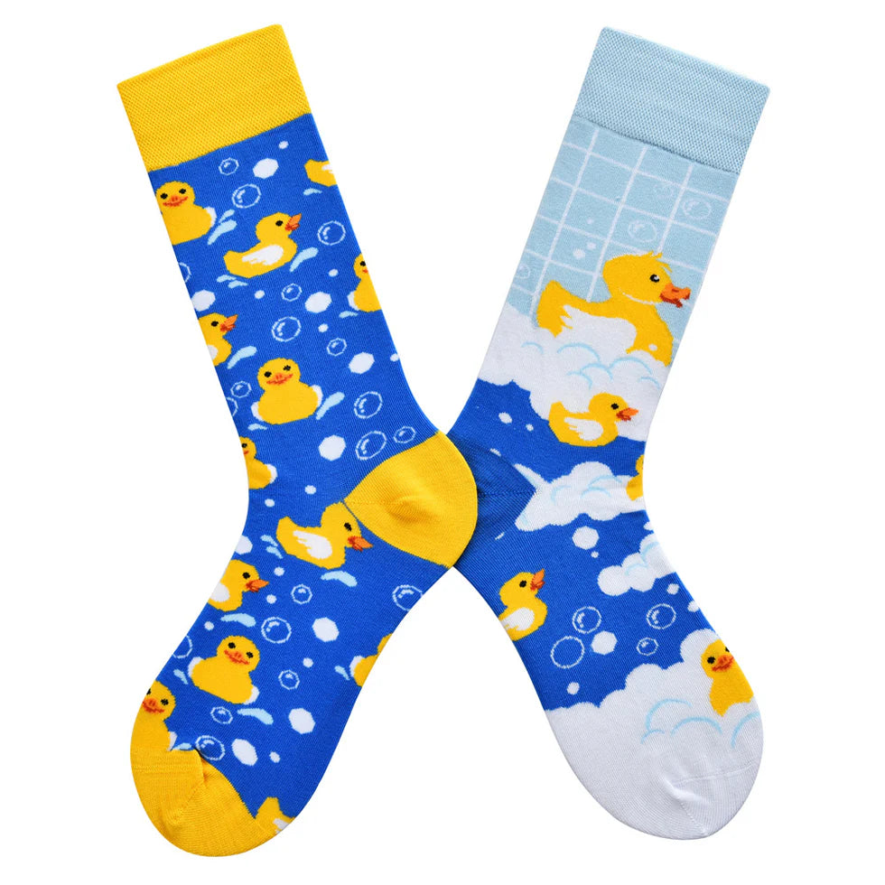 Women’s Split-Design Jacquard Crew Socks – Hand-Linked Cotton-Blend Novelty Socks