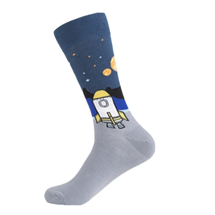 Playful Graphic Crew Socks - Rocket