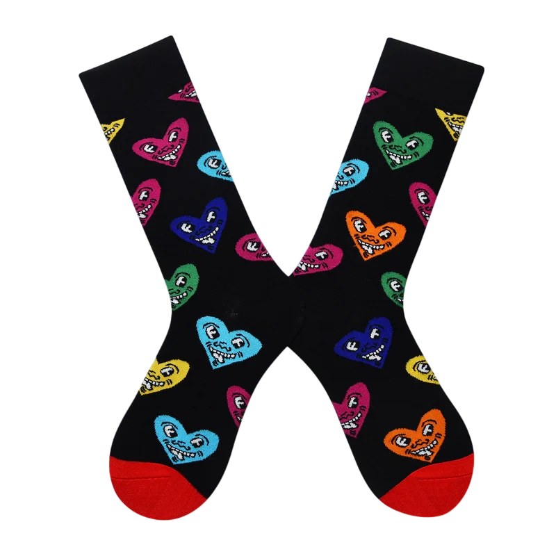 Women’s Playful Fauna Long Crew Socks – Cute Abstract Colorblock Casual Socks