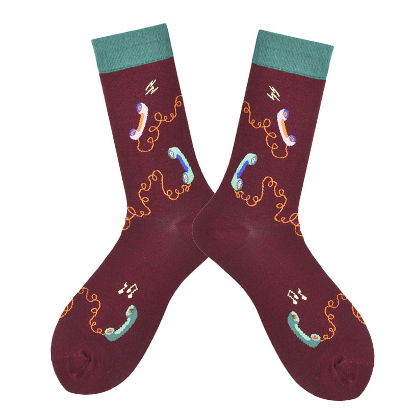 Unisex Offbeat Mid-Calf Socks – Playful Urban Cotton-Blend Casual Socks