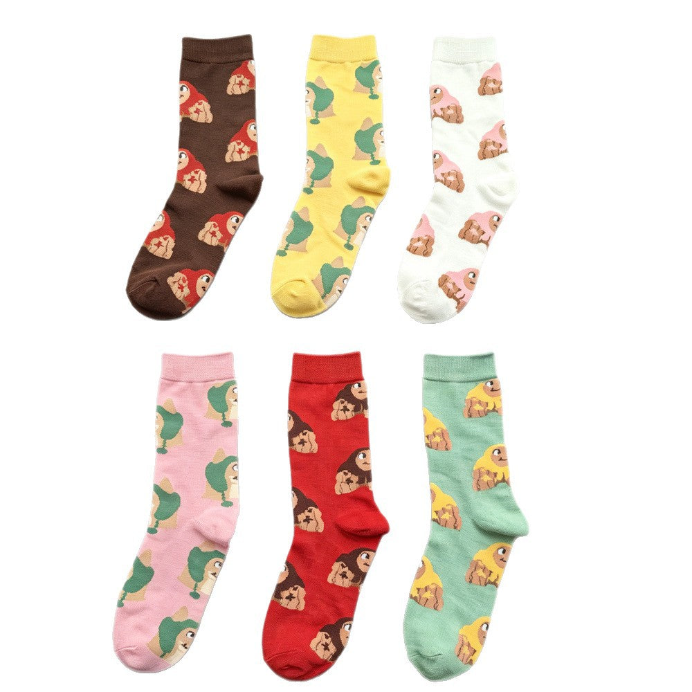 Women’s Cartoon Animal Long Crew Socks – Casual Cotton Athletic Socks
