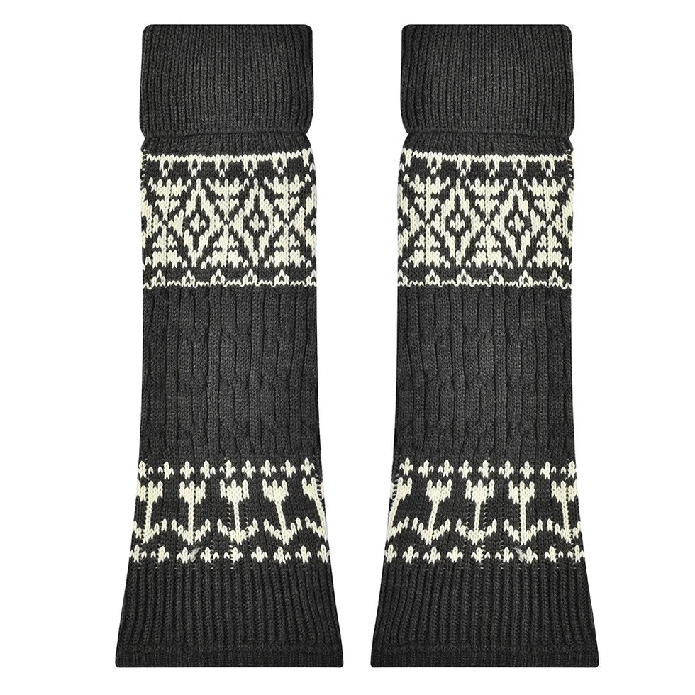 Women’s Nordic Heritage Boot Warmers – Cozy Patterned Mid-Calf Knit Covers