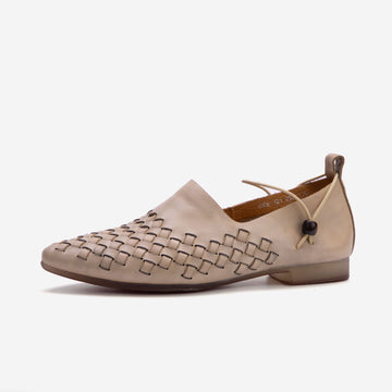 Women’s Woven Leather Pointed-Toe Flats