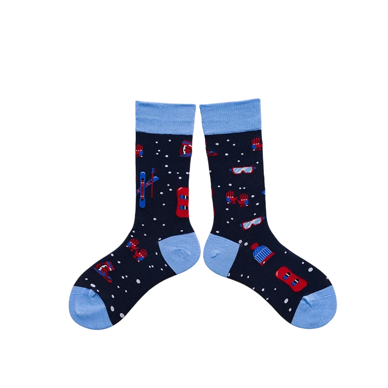 Unisex Illustrated Pop Crew Socks – Colorful Autumn Winter Matching Socks