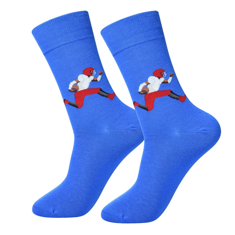 Men’s Graffiti Sketch Crew Socks – Combed Cotton-Blend Fall Winter Socks