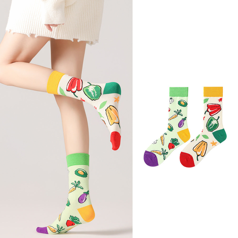 Odd Pair Stories Jacquard Crew Socks