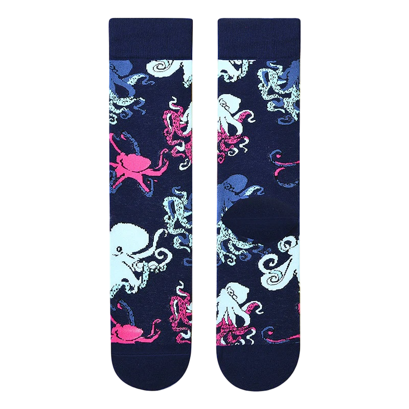 Women’s Cartoon Portrait Straight-Cuff Socks – Fun Everyday Cotton-Blend Socks