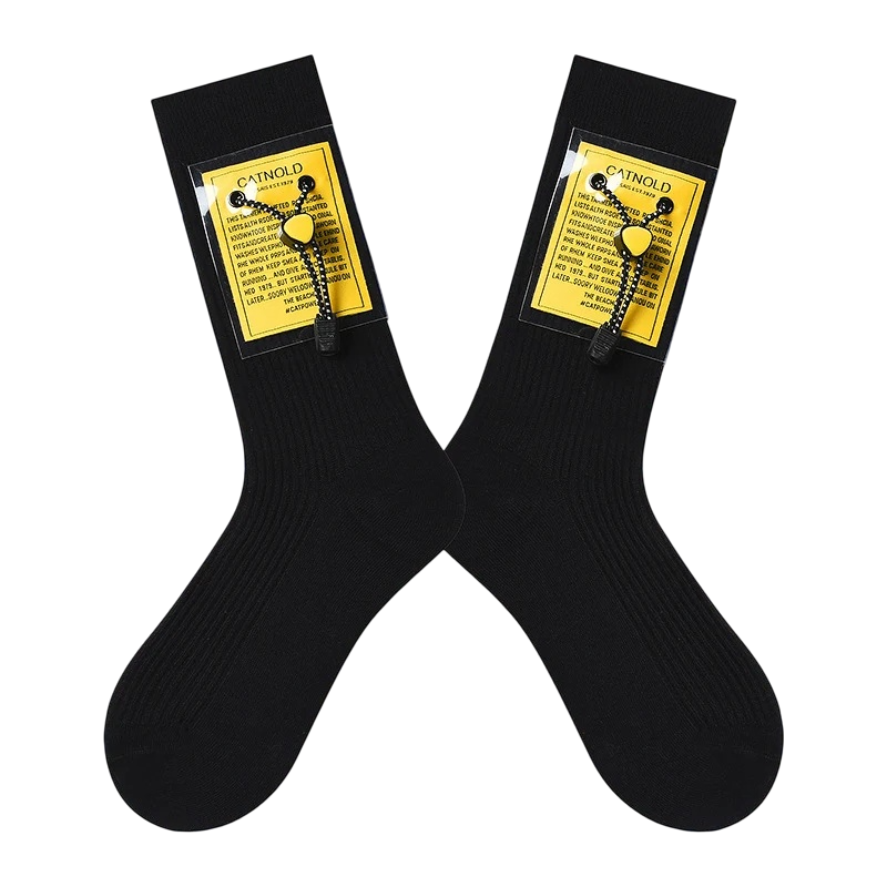Women’s Safety-Pin Chain Crew Socks – Punk-Inspired Cotton-Blend Winter Socks