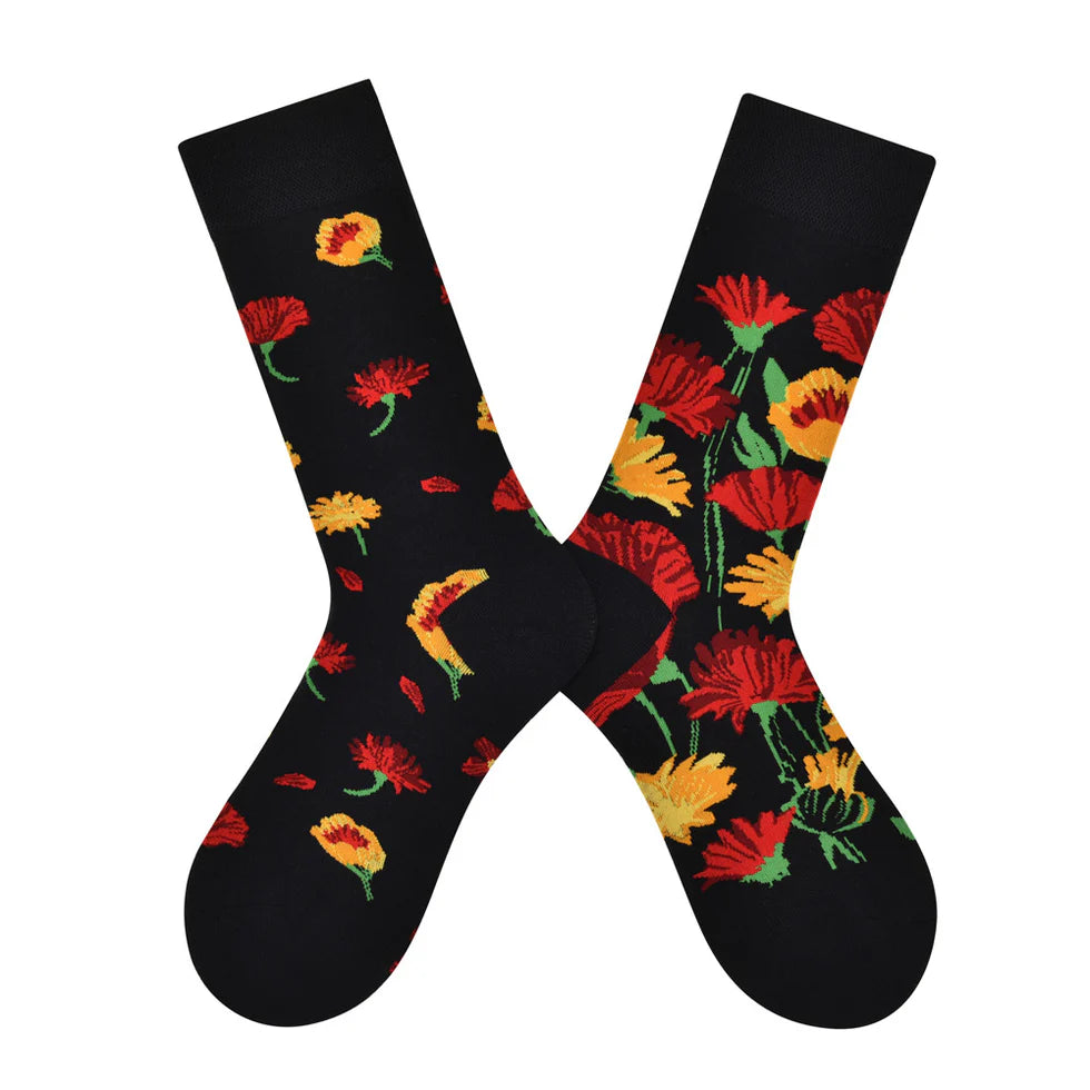 Women’s Odd-Pair Cartoon Tube Socks – Colorful Cotton-Blend Everyday Long Socks