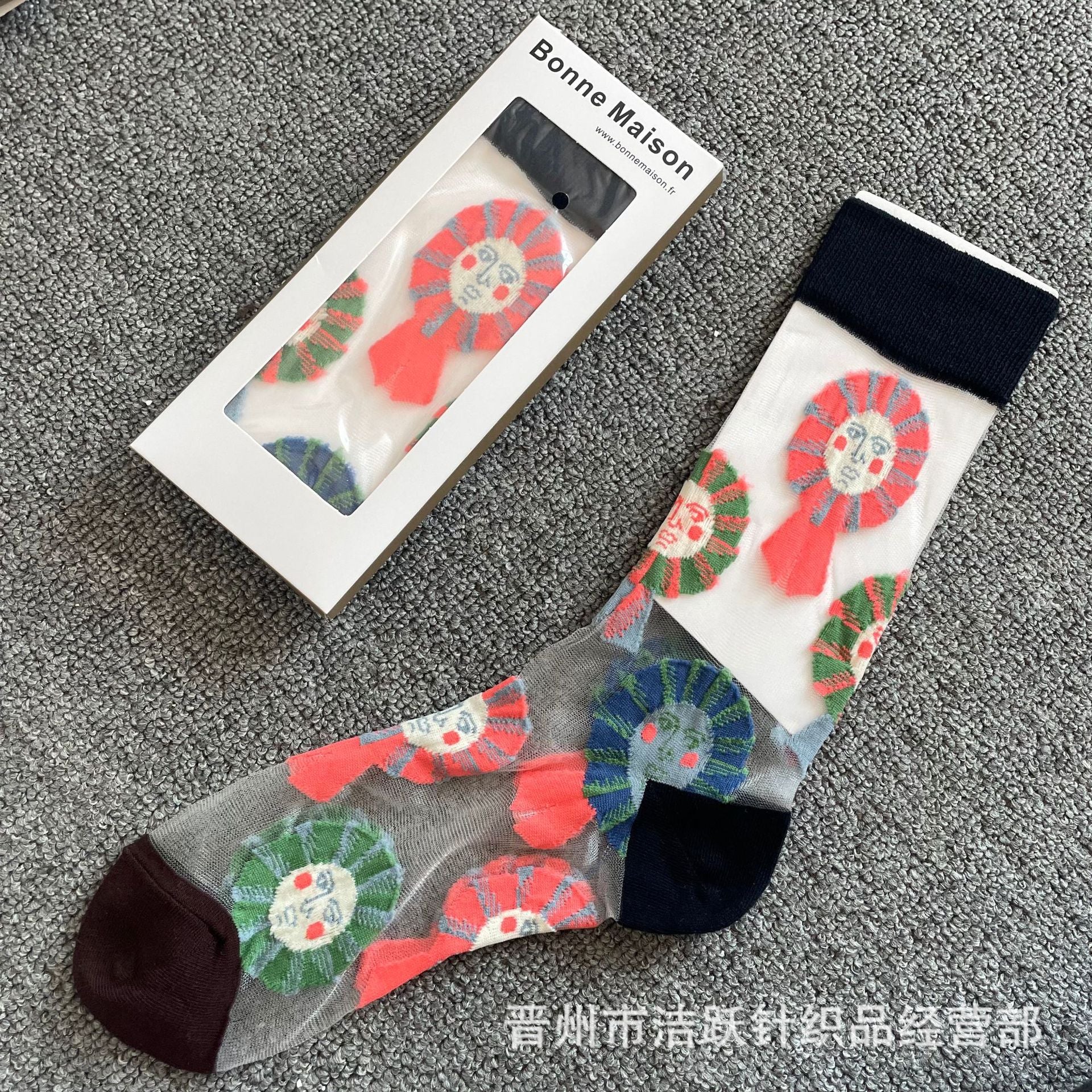 Bonne Sheer Pattern Crew Socks - Design 03
