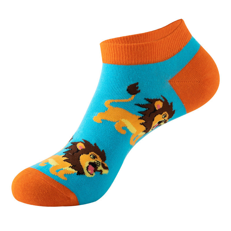 Unisex Animal Print No-Show Socks – Thin Cotton Spring Summer Boat Socks