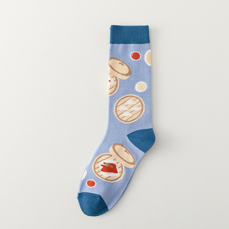 Women’s Ramen & Hot Pot Crew Socks – Funny Food Pattern Socks for Fall Winter