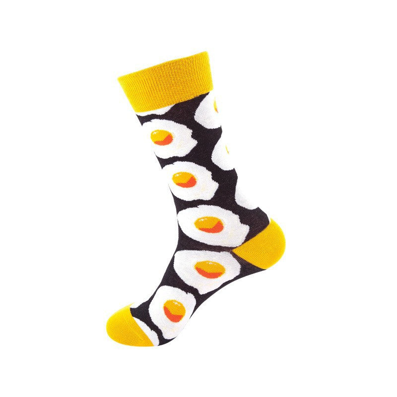 Unisex Sweet Treat Graphic Crew Socks – Novelty Polyester Couple Socks for Fall Winter