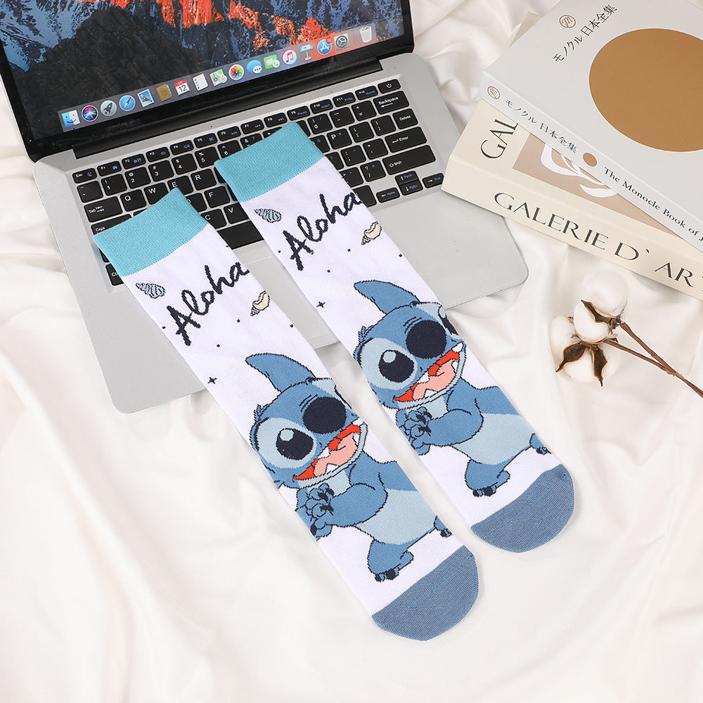 Unisex Character Print High-Crew Socks – Cute Cotton-Blend Streetwear Socks