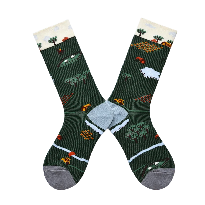 Women’s Meadow Leaf Long Socks – French Country Style Cool-Season Socks
