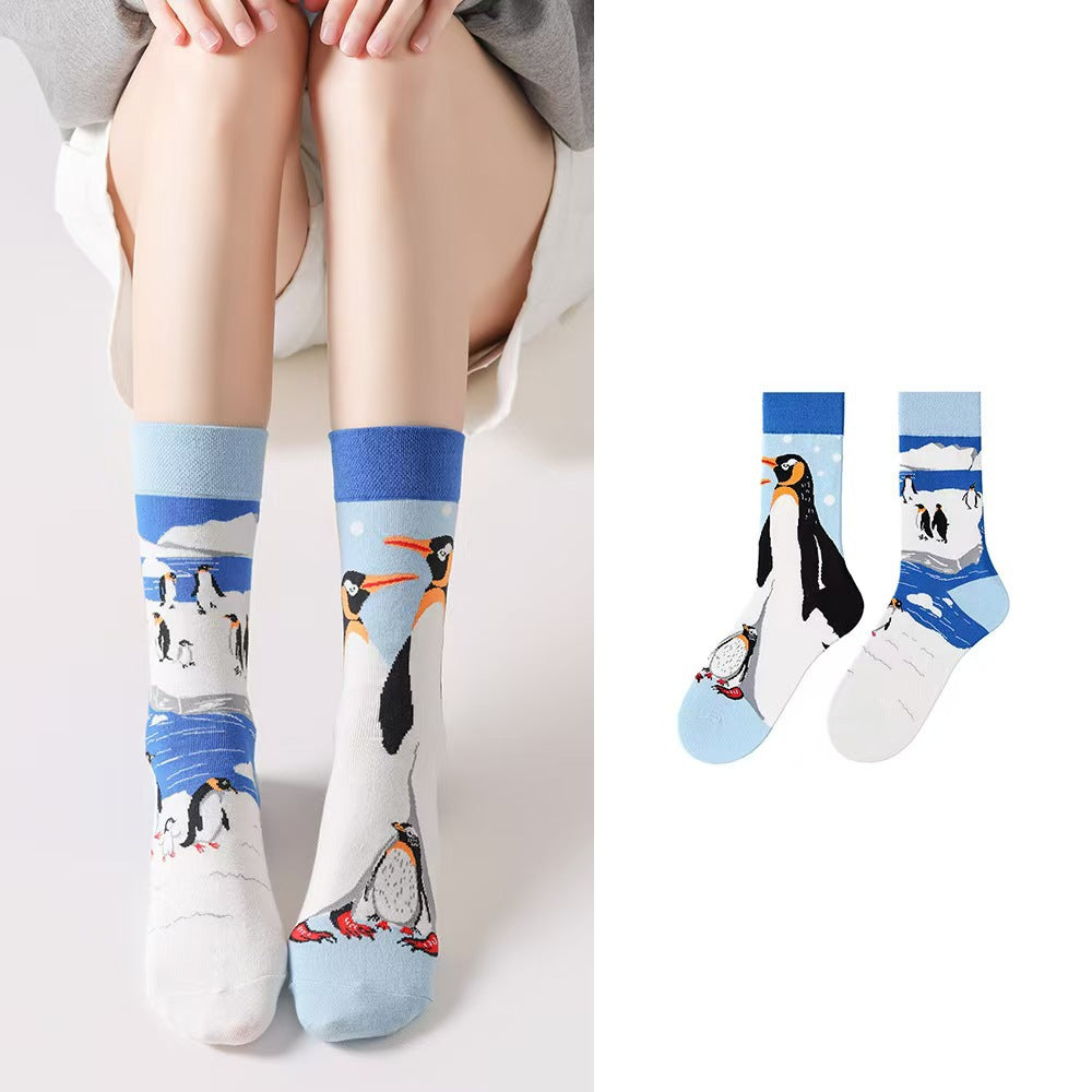 Odd Pair Stories Jacquard Crew Socks