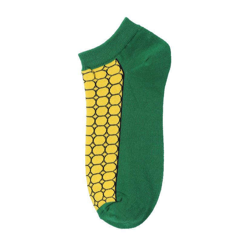 Unisex Fruit & Abstract Animal Boat Socks – Thin Cotton Summer No-Show Socks