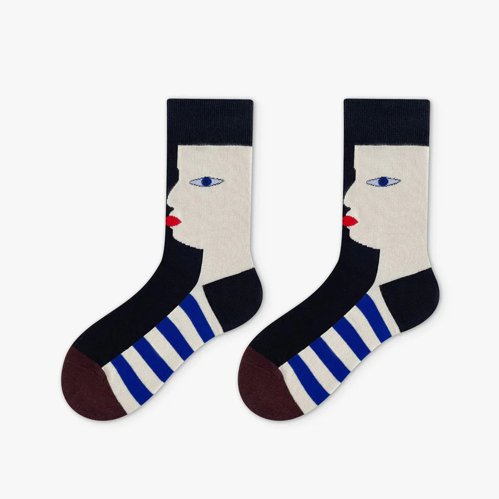 Unisex Cartoon Shark Athletic Socks – Collegiate Cotton Mid-Calf Socks