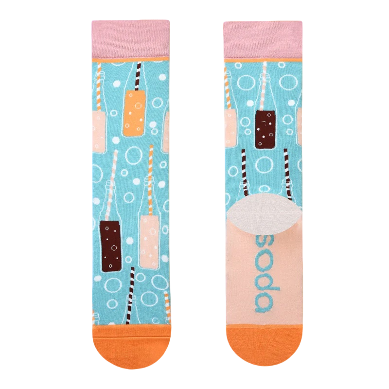 Women’s Creative Sketch Mid-Calf Socks – Playful Everyday Cotton-Blend Socks