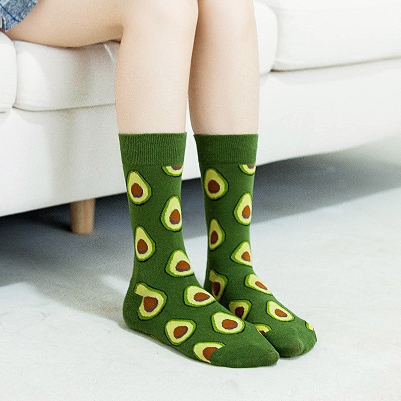 Unisex Sweet Treat Graphic Crew Socks – Novelty Polyester Couple Socks for Fall Winter