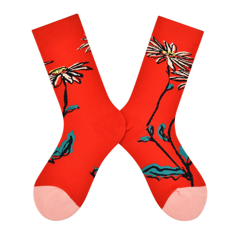 Women’s Mix-and-Match Character Crew Socks – Hand-Linked Toe Cotton-Blend Socks