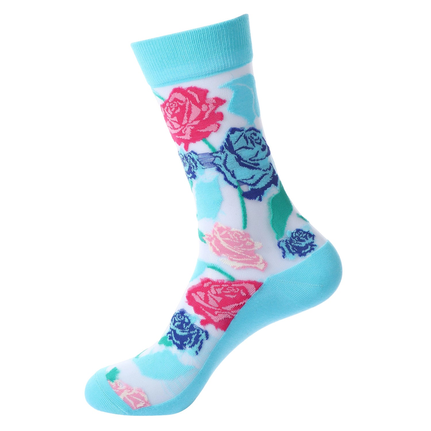 Sheer Floral Butterfly Crew Socks