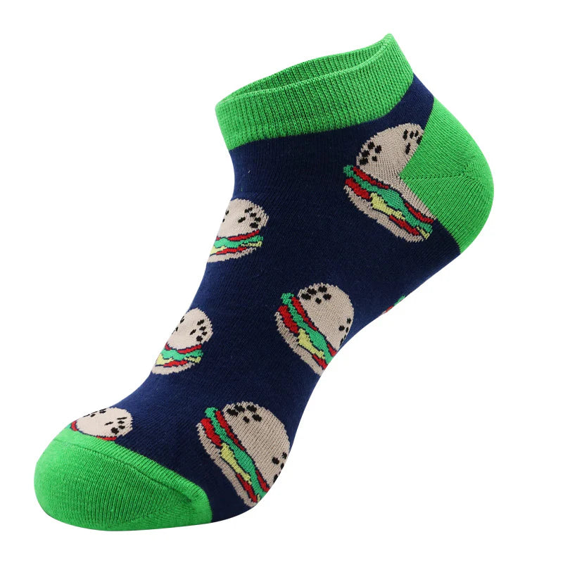Men’s Playful Produce Boat Socks – Breathable Low-Cut Spring Summer Socks