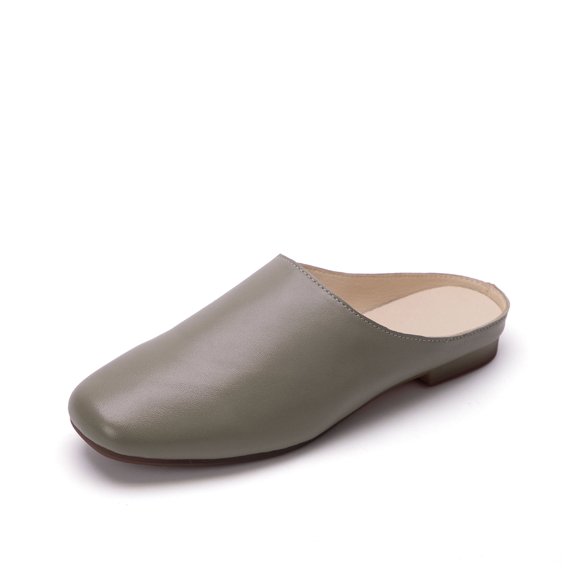 Women’s Leather Square-Toe Mule Flats