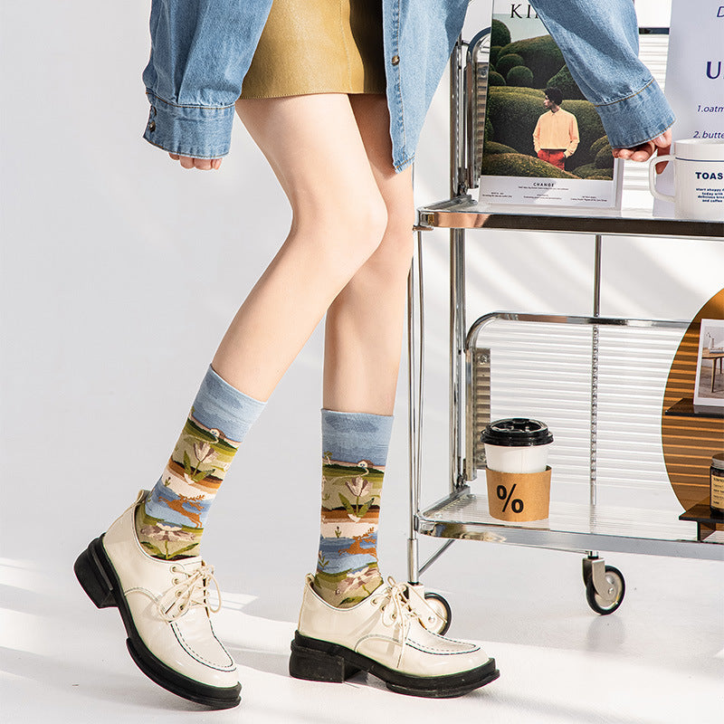 Gallery Edit Art-Inspired Combed Cotton Crew Socks