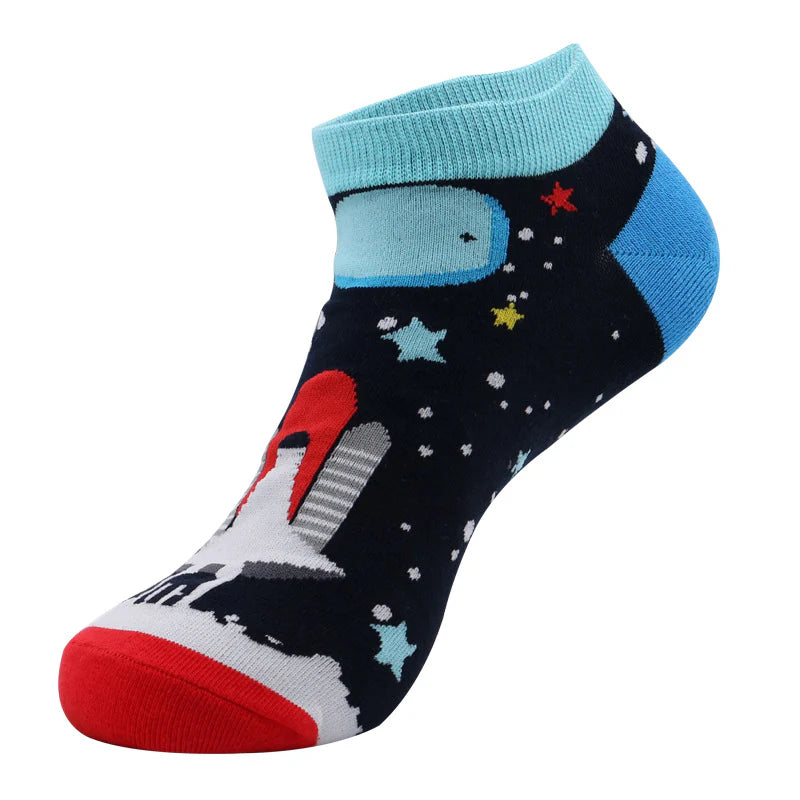 Men’s Fruit Illustration No-Show Socks – Thin Casual Summer Boat Socks