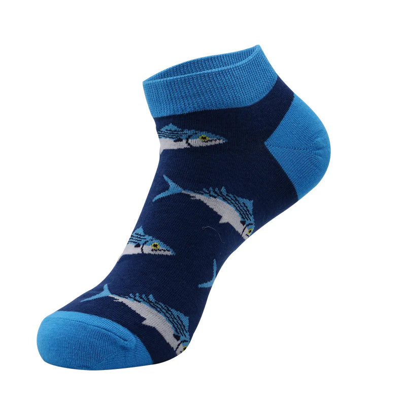 Unisex Fun Fruit & Sea Animal No-Show Socks – Thin Summer Cotton Boat Socks