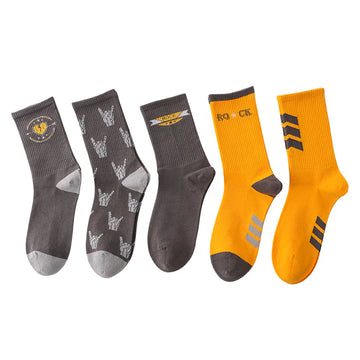 Women’s Minimal Embroidery Mid-Calf Socks – Campus-Inspired Cotton Socks