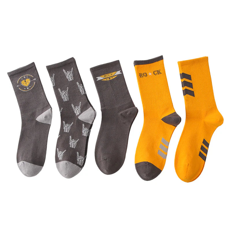 Women’s Minimal Embroidery Mid-Calf Socks – Campus-Inspired Cotton Socks