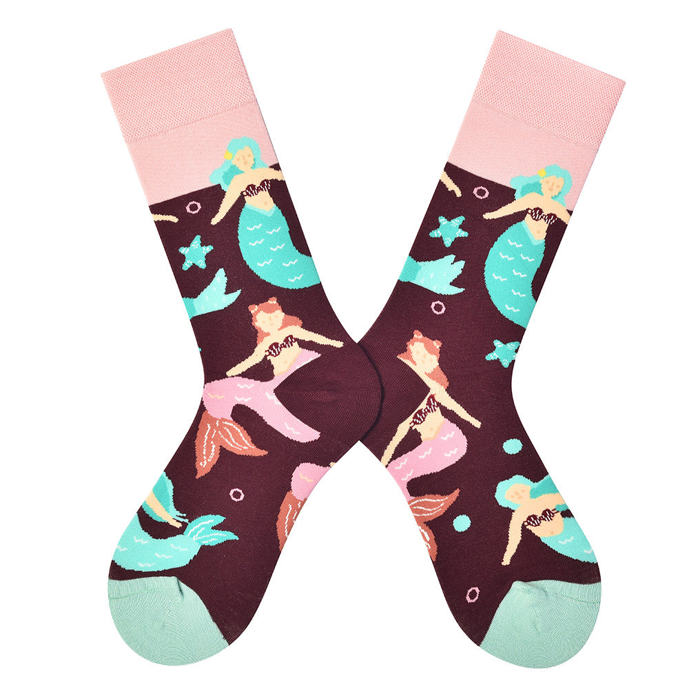 Unisex Nostalgic Character Long Crew Socks – Color-Pop Casual Matching Socks