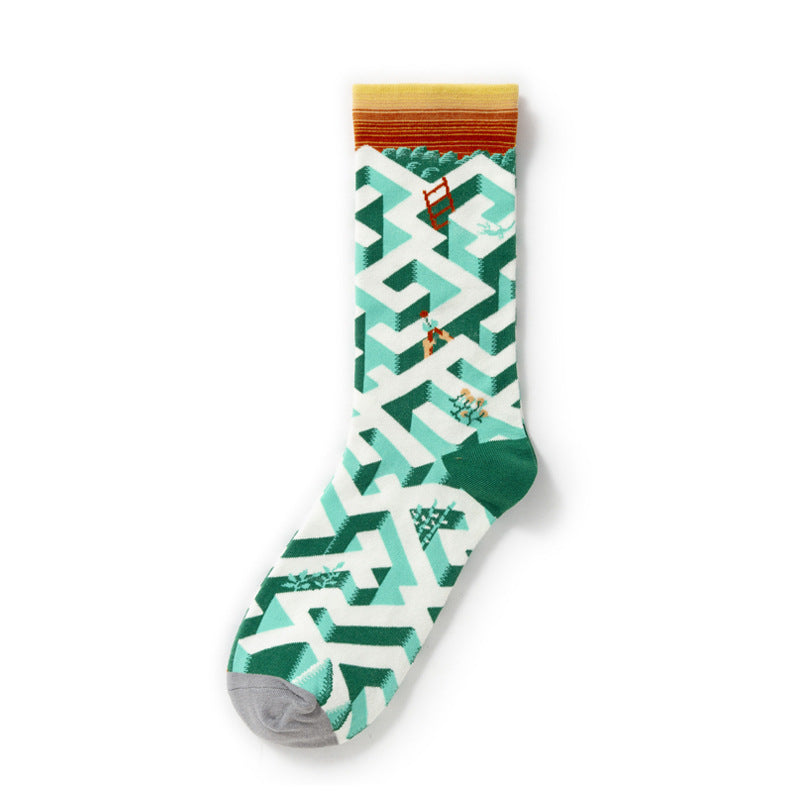Gallery Edit Art-Inspired Combed Cotton Crew Socks