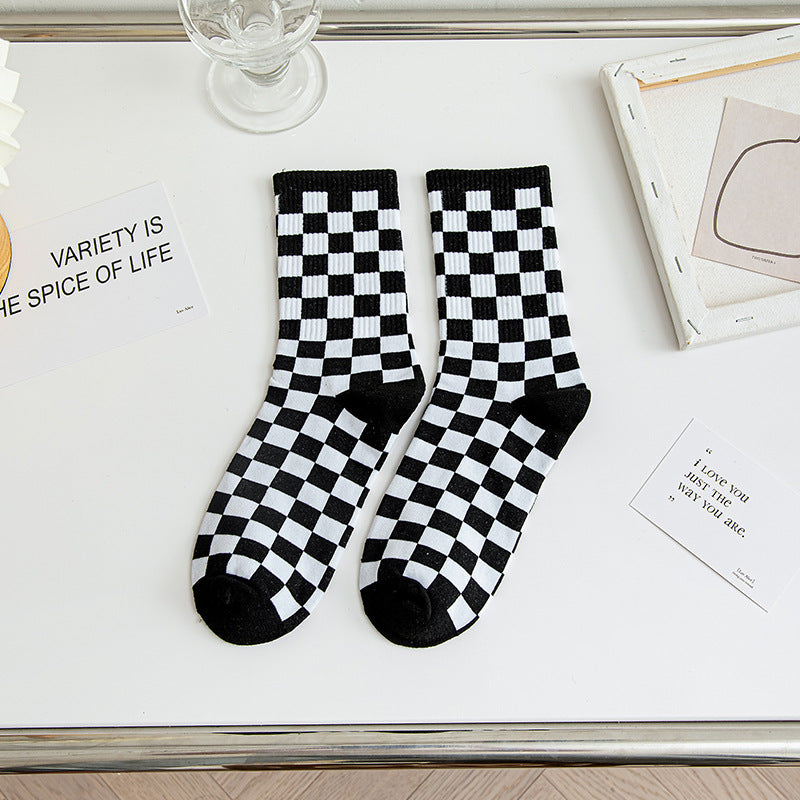 Checkerboard Cotton Crew Socks