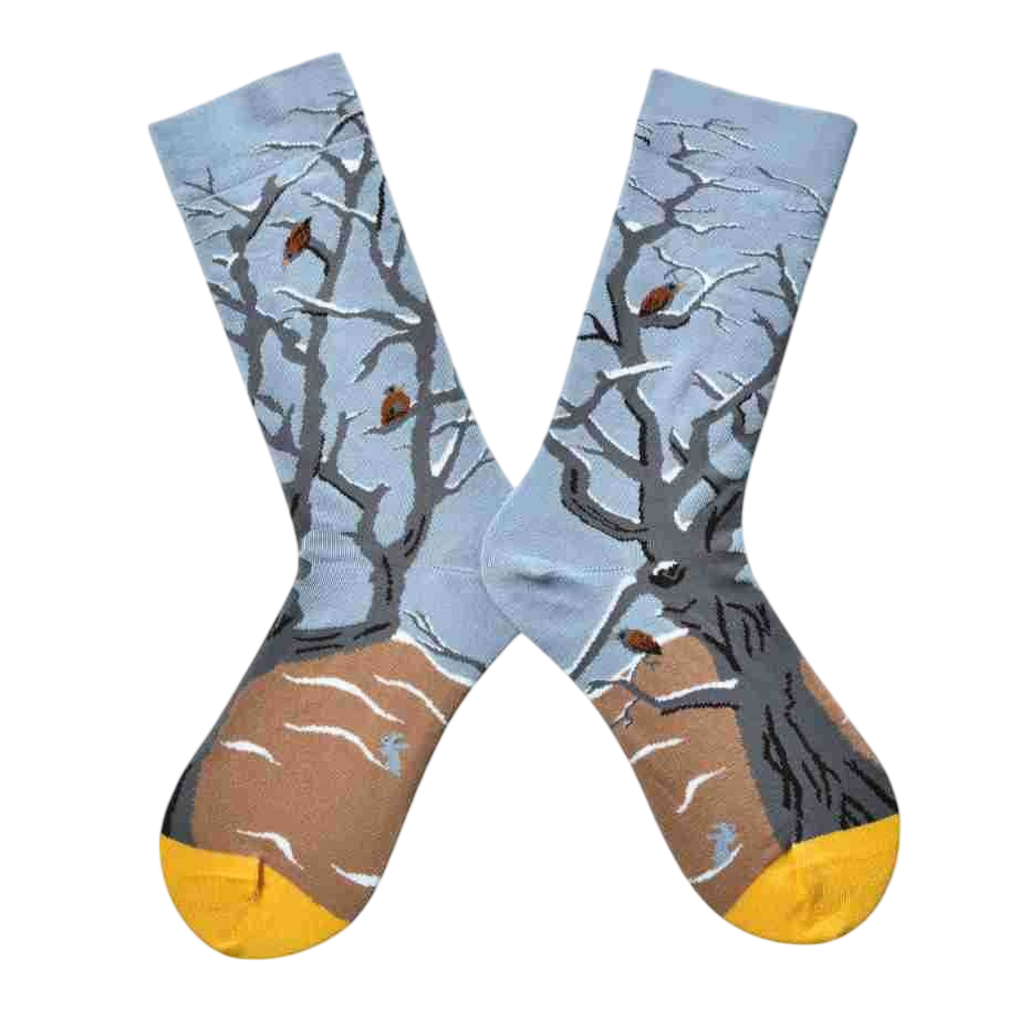 Women’s Brown Palette Critter Long Socks – Literary Gallery-Inspired Fashion Socks