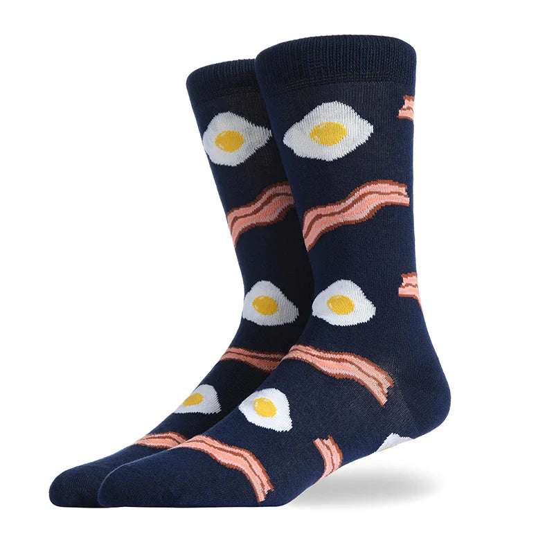 Unisex Sweet Treat Jacquard Crew Socks – Cute Donut Pattern Matching Socks