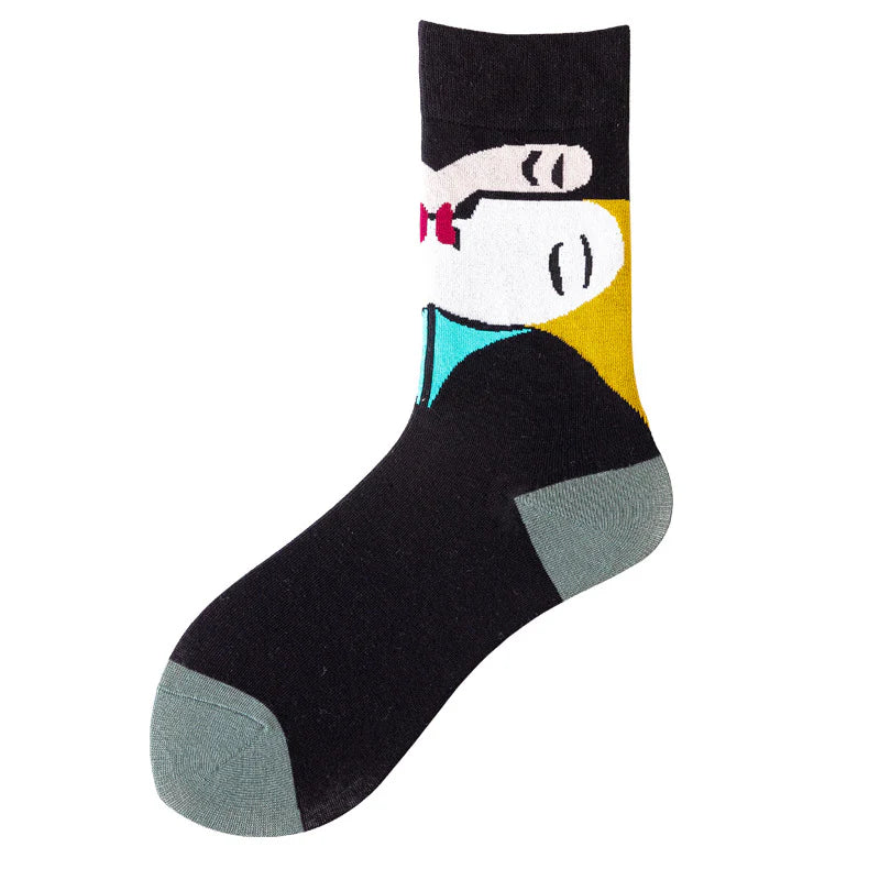 Women’s Graphic Mid-Calf Socks – Casual Cotton Matching Socks for Couples